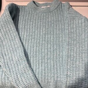 Time and Tru Turquoise Blue Ribbed Knit Sweater